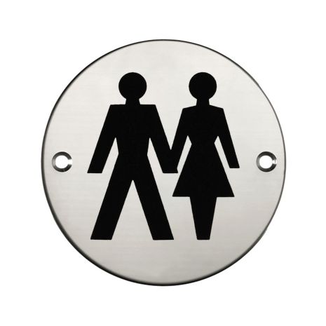 Unisex Toilet Sign - Polished Stainless Steel