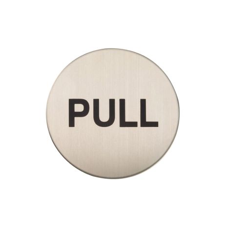 Adhesive Pull Door Sign - Satin Stainless Steel