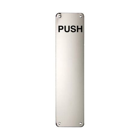 Stainless Steel Push Plate - Labelled, Polished