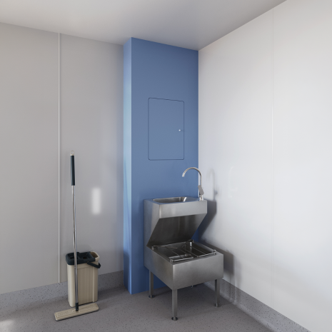 Flush Fronted Healthcare Janitorial Duct Module | B048 Bleu Oslo (Light Blue)