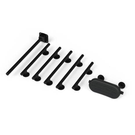 Fitzroy Of London Grab Rail Only Doc M Pack With Luxury Concealed Fixing Grab Rails And Back Rest - Matt Black | Commercial Washrooms