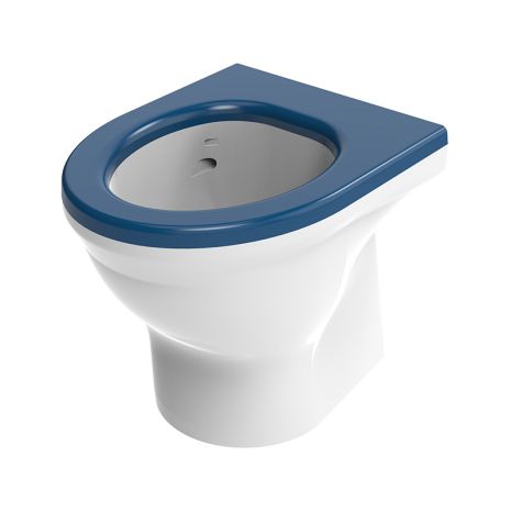 Dudley Resan Standard Height Back to Wall Toilet Pan V3 - Blue Seat