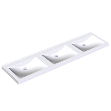KWC DVS Miranit Quadro Washbasins - Triple Station with Tap Holes