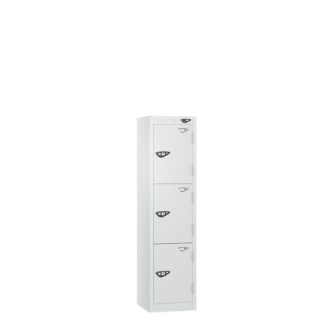 Low Height white Three Door Children's Metal Locker