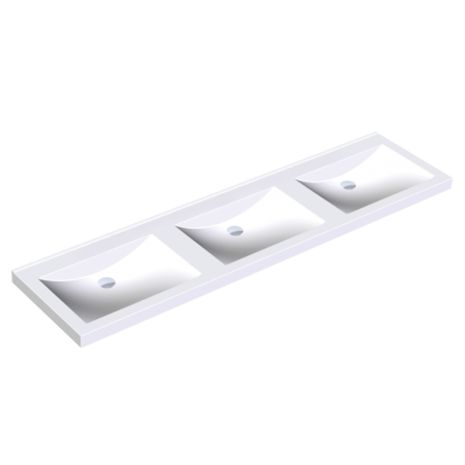 KWC DVS Miranit Quadro Washbasins - Triple Station without Tap Holes