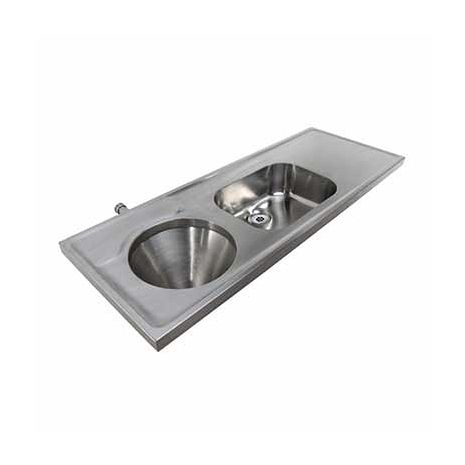 Twyford Hospital Disposal Hopper with sink and worktop (back inlet).