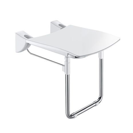 Delabie Wall Mounted Shower Seat with Leg - Stainless Steel