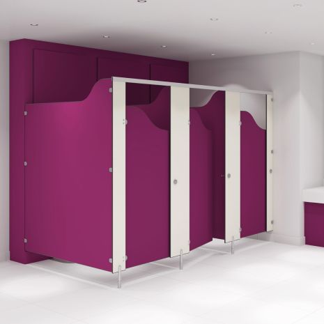 Pink and White Junior School Toilet Cubicles