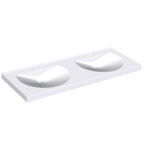 KWC DVS Miranit Ronda Washbasins - Double Station with Tap Holes