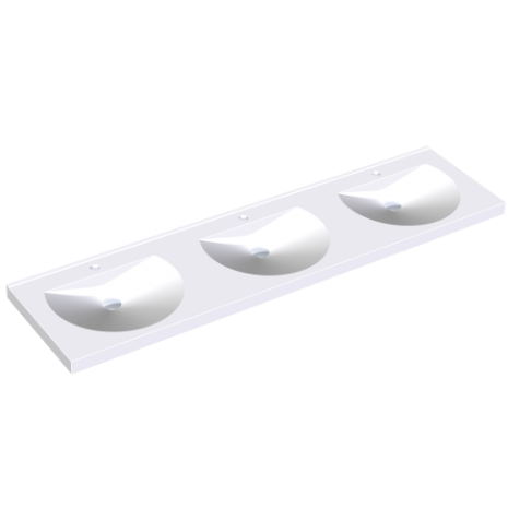 KWC DVS Miranit Ronda Washbasins - Triple Station with Tap Holes