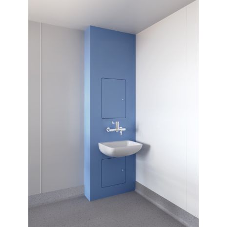Flush Fronted Healthcare Basin IPS Unit with Hinged and Lockable Access Panels