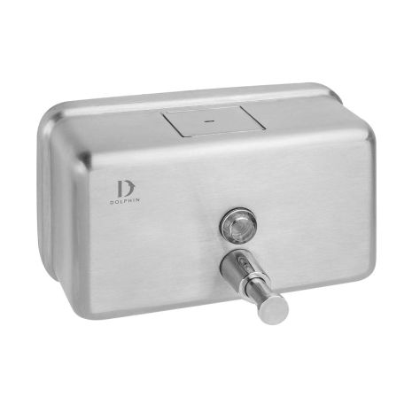 Dolphin Stainless Steel Horizontal Soap Dispenser - Satin finish | Commercial Washrooms