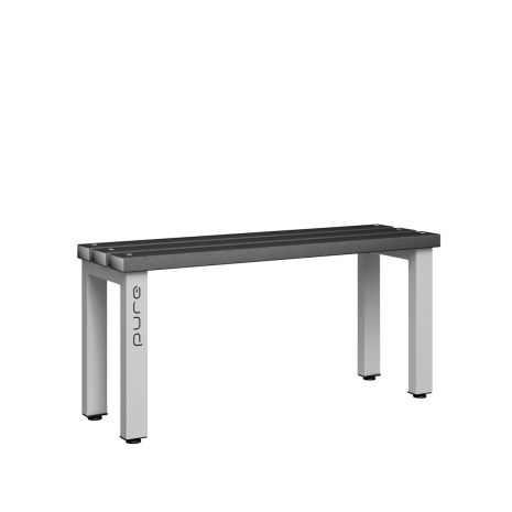 1000mm Freestanding Bench Seat with Black Polymer Slats - Pearl Silver | Commercial Washrooms