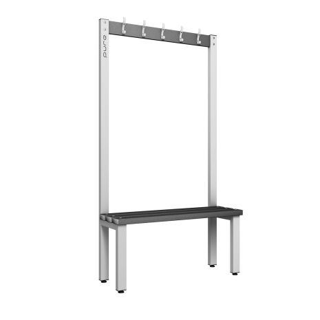 1000mm Single Sided Changing Room Hook Bench Seat with Black Polymer Slats 