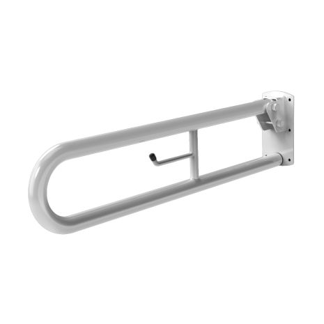Fitzroy Of London (formerly known as NYMAS Group) Trombone Lift and Lock Steel Hinged Support Rail With Toilet Roll Holder - 800mm, White | NymaPRO