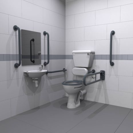 Fitzroy of London Low Level Doc M Toilet Pack with Concealed Fixings in Dark Grey