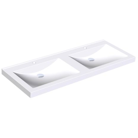 KWC DVS Miranit Quadro Washbasins - Double Station with Tap Holes
