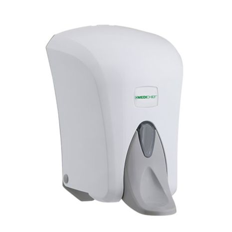 Medichief Manual Elbow Operated White Plastic Liquid Soap Dispenser