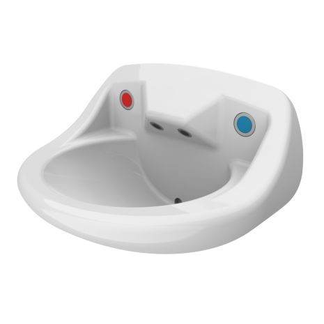 Dudley Resan Anti-Ligature Basin with Nose, Two Tap Outlets, Pneumatic Control, Polished Gloss Effect | Commercial Washrooms