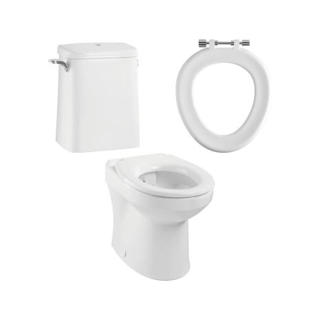 Twyford Sola School Rimless 350 Close-coupled Toilet Pack with Full Ring and Spatula Cistern