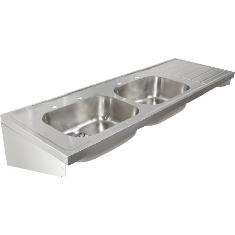 Twyford Sola Stainless Steel Hospital Sink with Double Sink and Drainer (1800mm)