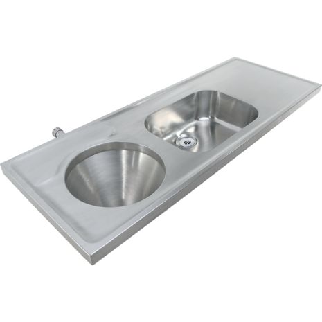 Twyford Combined Hospital Disposal Slop Hopper with Sink and Worktop (Back Inlet)
