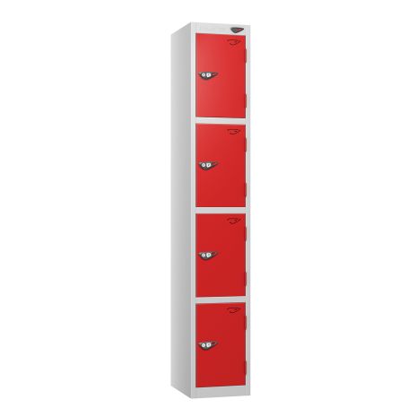 Four Door Metal Locker - Red Doors