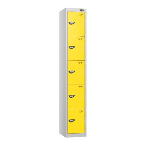 Five Door Metal Locker - Yellow Doors
