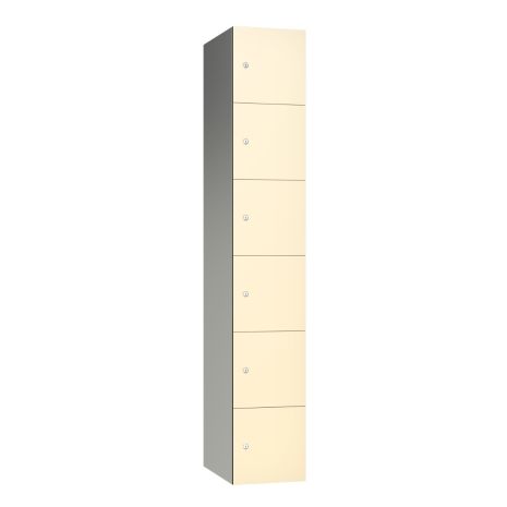 Six Door Supreme Wet Area Locker with Ivory SGL Laminate Doors