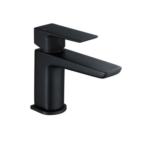 Rak Moon Mini Mono Basin Mixer Tap with Clicker Waste - Matt Black | Commercial Washrooms