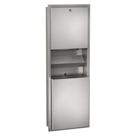 KWC DVS Recessed Wall Mounted Waste Bin, Paper Towel, Soap Dispenser Combination Unit