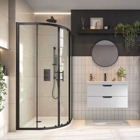 Scudo S6 Double Quadrant Shower Door - Black