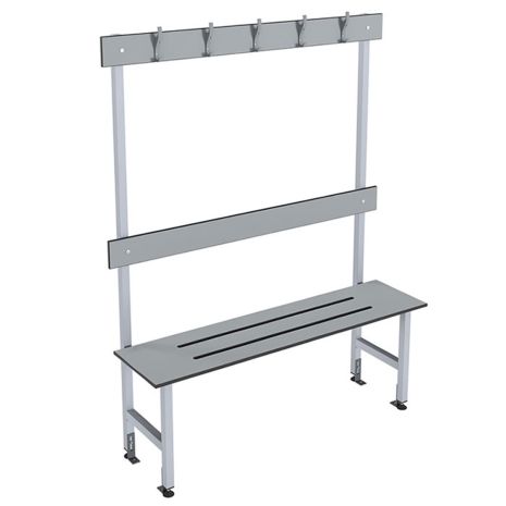 Single Sided Island Changing Room Bench Seat - SGL Slats - Grey