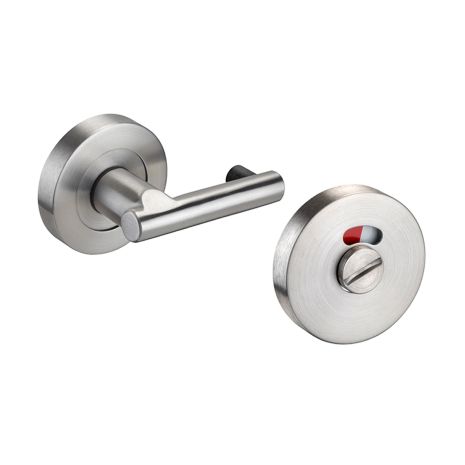 Pilaster Mounted Lever Arm Toilet Cubicle Lock  - Satin Stainless Steel