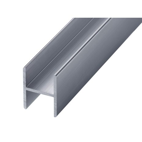 Toilet Cubicle H-Section Channel (1800mm, Silver Anodised Aluminium, 12-13mm)