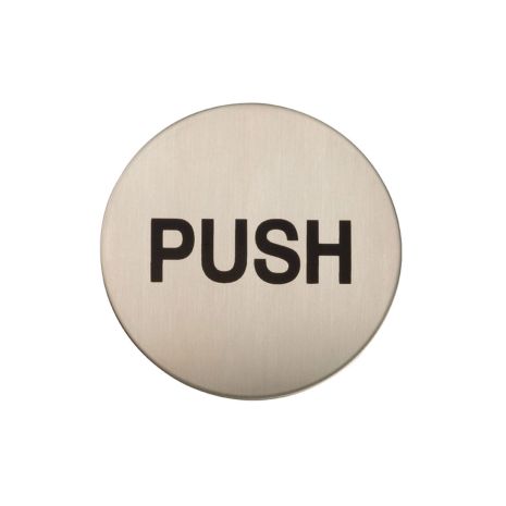 Adhesive Push Door Sign - Satin Stainless Steel 