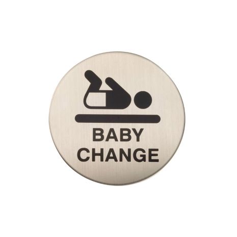 Adhesive Baby Changing Door Sign - Satin Stainless Steel
