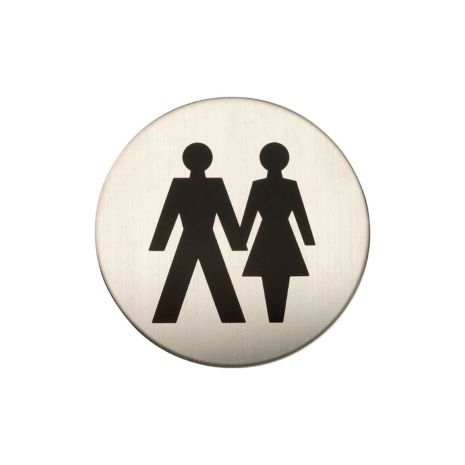 Adhesive Unisex Toilet Door Sign - Satin Stainless Steel