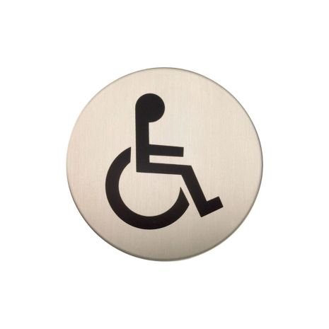 Adhesive Disabled Toilet Sign - Satin Stainless Steel