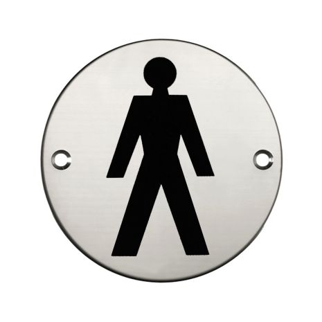 Male Toilet Sign - Polished Stainless Steel