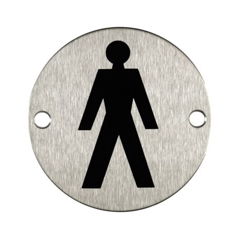 Male Toilet Sign - Satin Stainless Steel