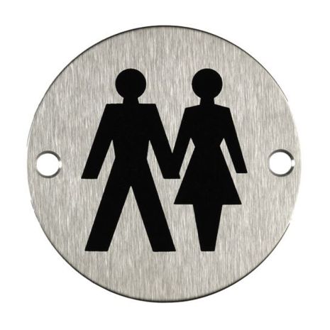 Unisex Toilet Sign - Satin Stainless Steel