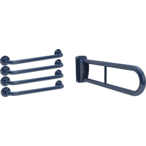 KWC DVS Hinged 760 mm Grab Rail and Four Straight Grab Rails 600 mm Pack Blue