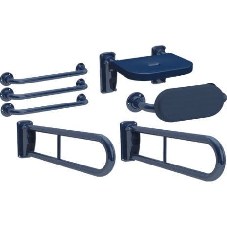 KWC DVS Two Hinged Grab Rail Three Straight Grab Rails Shower Seat and Back Rest Pack