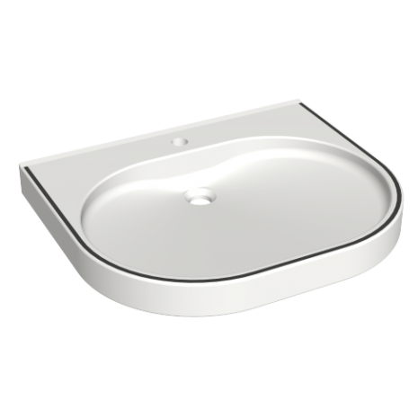 VariusCare wheelchair accessible washbasin with black colour stripe | KWC DVS