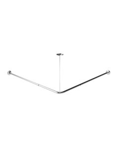 Fitzroy Of London Stainless Steel L-Shaped Shower Curtain Rail, 1200X1200mm - Polished Stainless Steel | Commercial Washrooms
