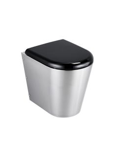 Armitage Shanks Perth 2 Stainless Steel Back To Wall Toilet with Black Seat and Cover | Commercial Washrooms