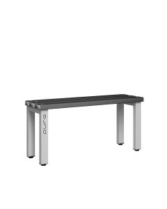 1000mm Freestanding Bench Seat with Black Polymer Slats - Pearl Silver | Commercial Washrooms