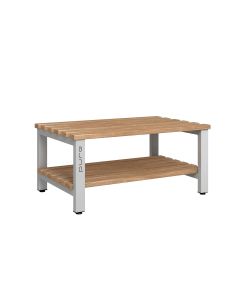 1000mm Premium Double Sided Changing Room Bench Seat with Base Shelf and Wooden Beech Slats