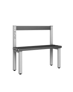 1000mm Single Sided Low Bench Seat with Back Rest and Black Polymer Slats